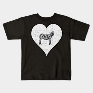 Jigsaw  Zebra Heart Design - Wild Animal Zebra Kids T-Shirt